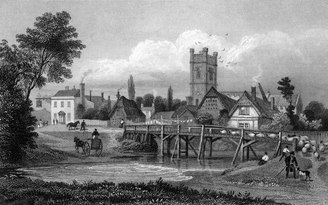 Easton, lähellä Great Dunmowia, Essex, kaivertanut Henry Adlard, 1832 tekijältä Thomas Mann Baynes