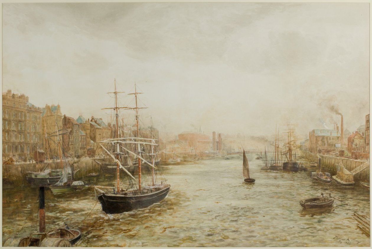 The Quayside, Newcastle (akvarelli paperille) tekijältä Thomas Marie Madawaska Hemy