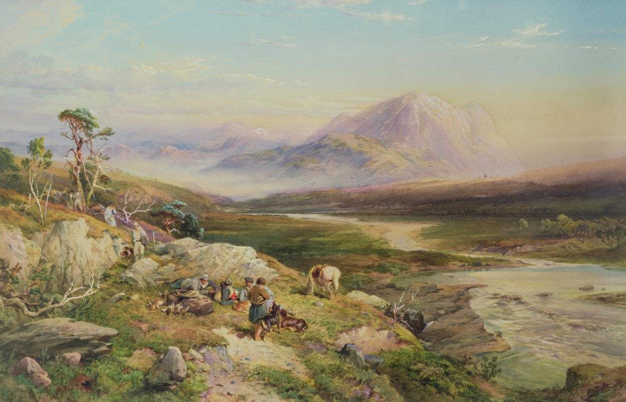 Kuvauksen loppu, Loch Maree (akvarelli paperille) tekijältä Thomas Miles II Richardson