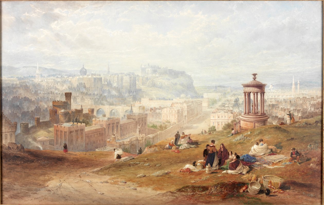 Edinburgh Calton Hillsistä (akvarelli paperille) tekijältä Thomas Miles Richardson