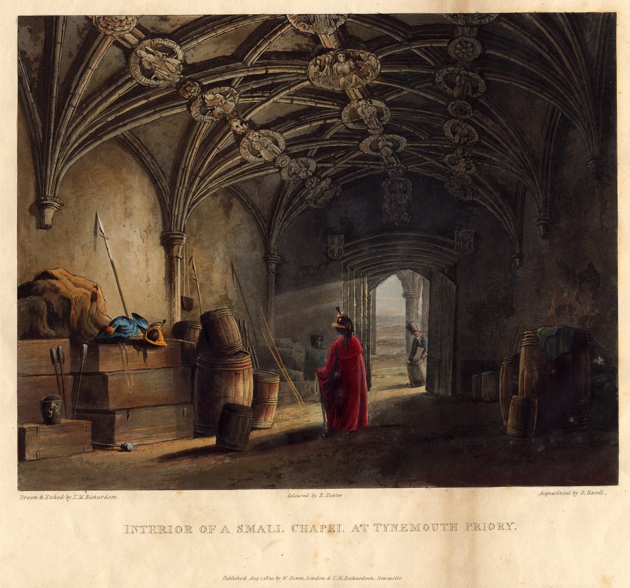 Pienen kappelin sisustus Tynemouth Prioryssa, 1820 tekijältä Thomas Miles Richardson