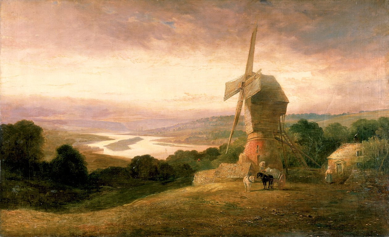 Tyne Windmill Hillsistä, Gatesheadista, n. 1818 tekijältä Thomas Miles Richardson