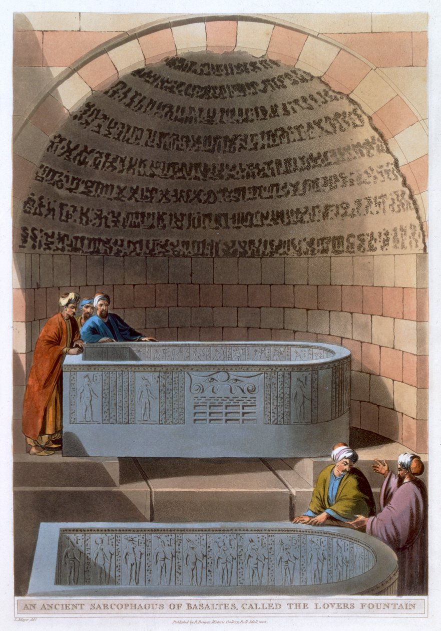 "Muinainen Basaltesin sarkofagi, nimeltään Lovers Fountain", 1802 tekijältä Thomas Milton
