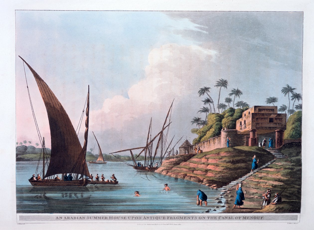 Arabian Summer House Menoufin kanavalla, Egypti, 1801 tekijältä Thomas Milton