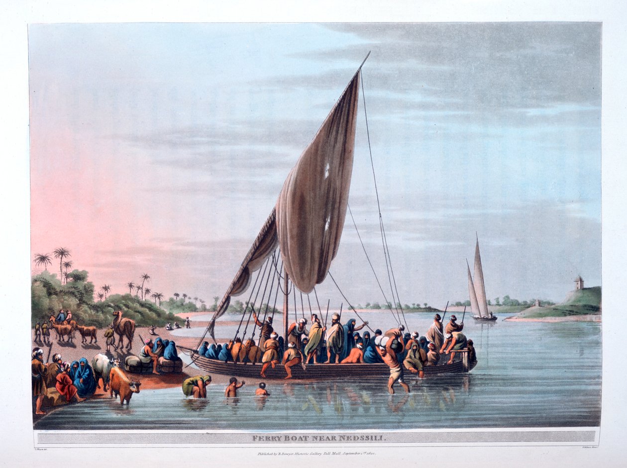 Lauttalaiva Nedssilin lähellä, 1801 tekijältä Thomas Milton
