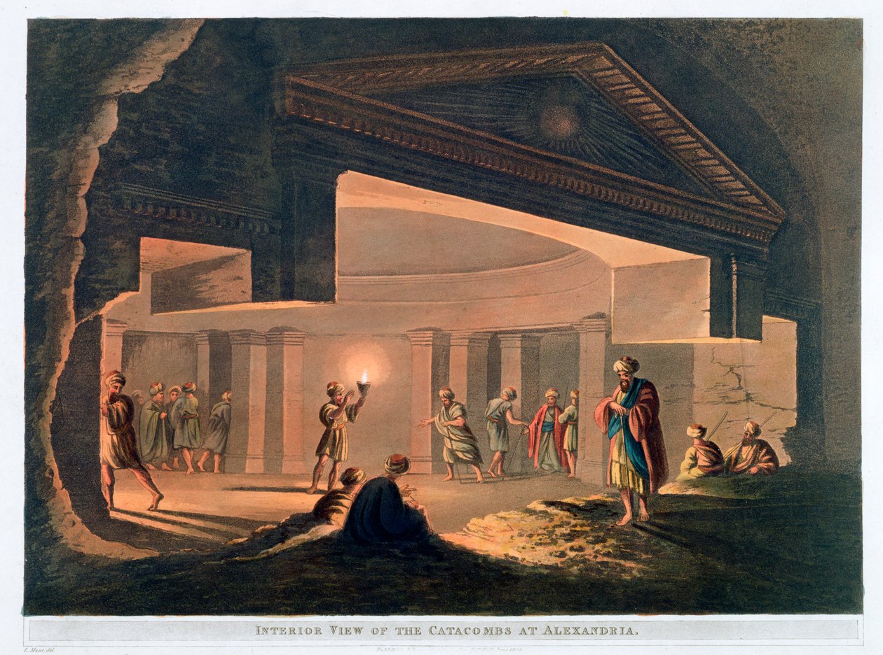 "Sisänäkymä Aleksandrian katakombeista", Egypti, 1802 tekijältä Thomas Milton