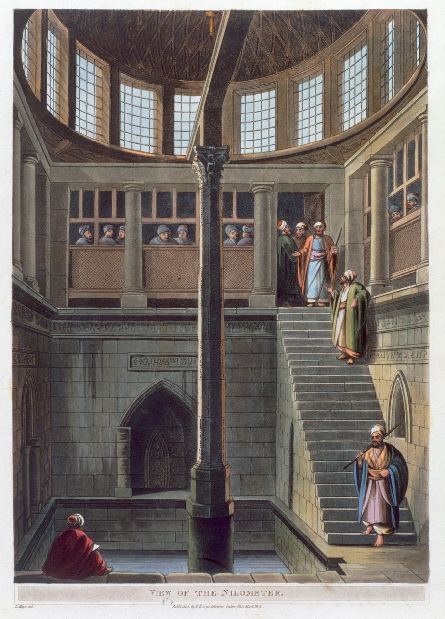 Näkymä nilometrille, Kairo, Egypti, 1802 tekijältä Thomas Milton