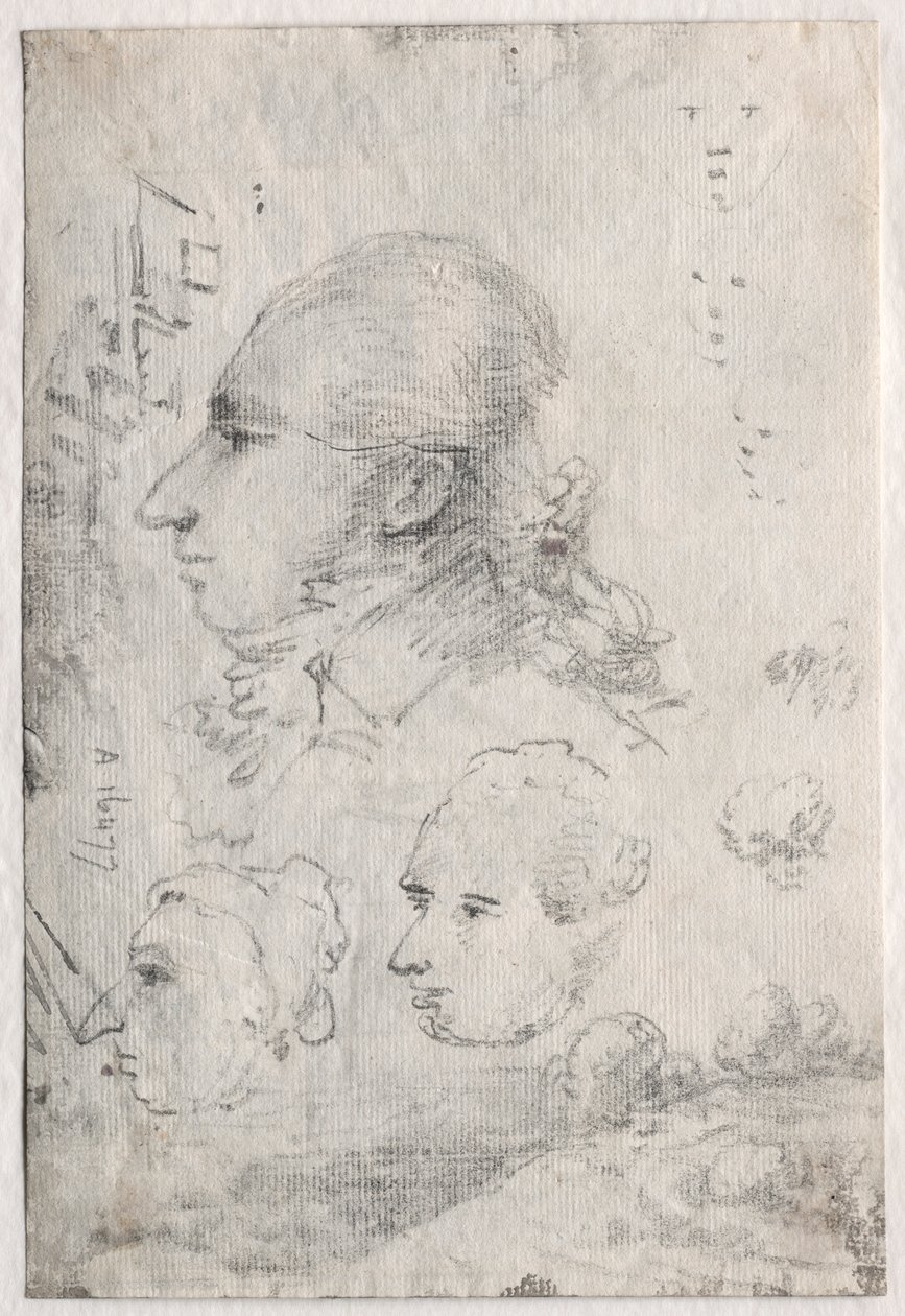 Studies of Heads verso, c. 1820-luku. tekijältä Thomas Monro