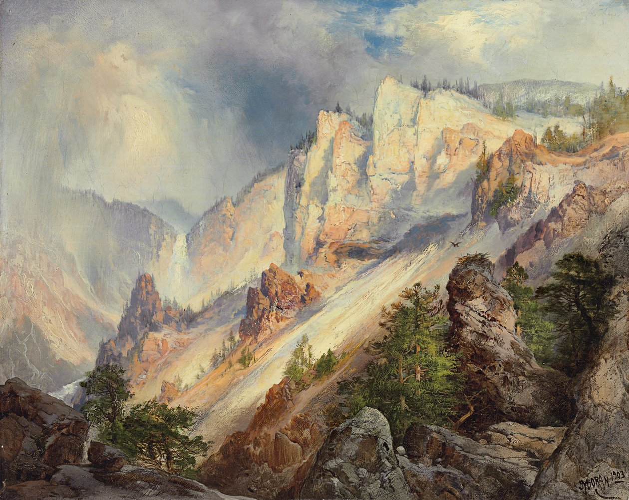 Kulkeva suihku Yellowstonen kanjonissa, 1903 tekijältä Thomas Moran