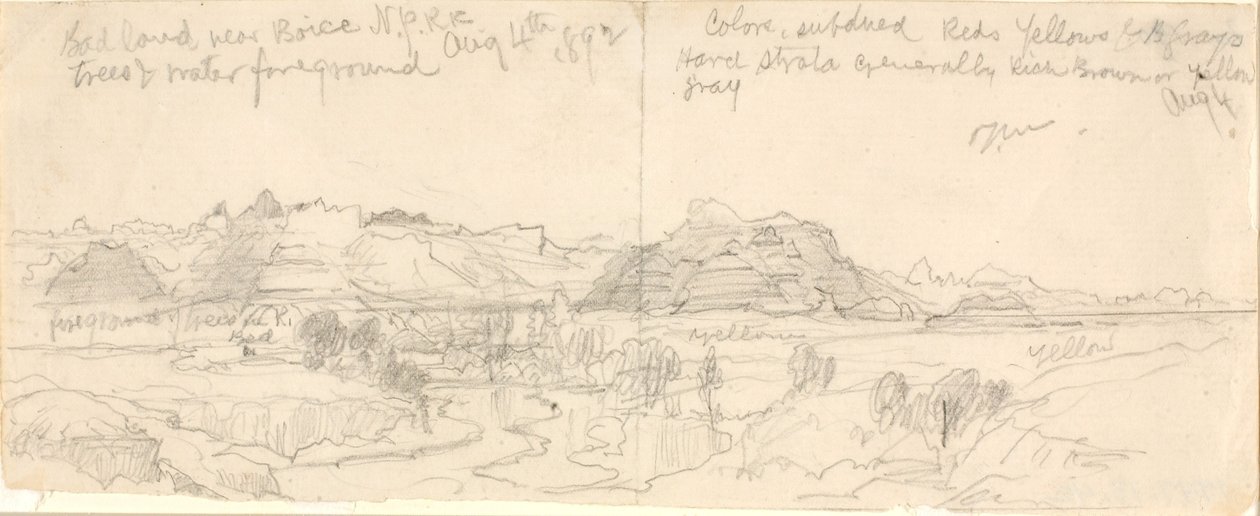 Bad Lands lähellä Boisea, N.P.R.R. (No. Pacific Railroad) tekijältä Thomas Moran