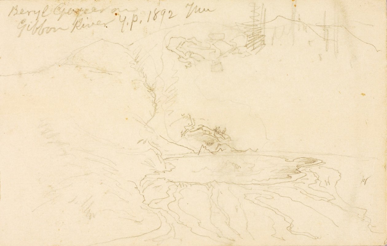 Beryl Geysir Gibbon-joella, Yellowstone Parkissa tekijältä Thomas Moran