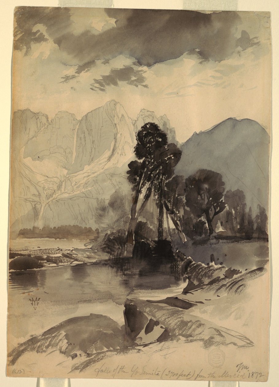 Piirros, Yosemiten putoukset, 1872 tekijältä Thomas Moran