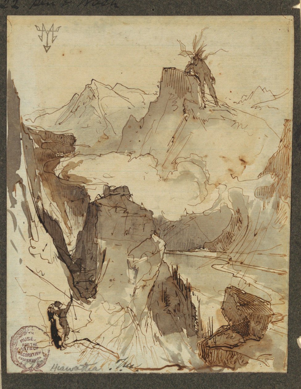 Piirros, Hiawatha näkee Mudjekeewisin, 1870-75. tekijältä Thomas Moran