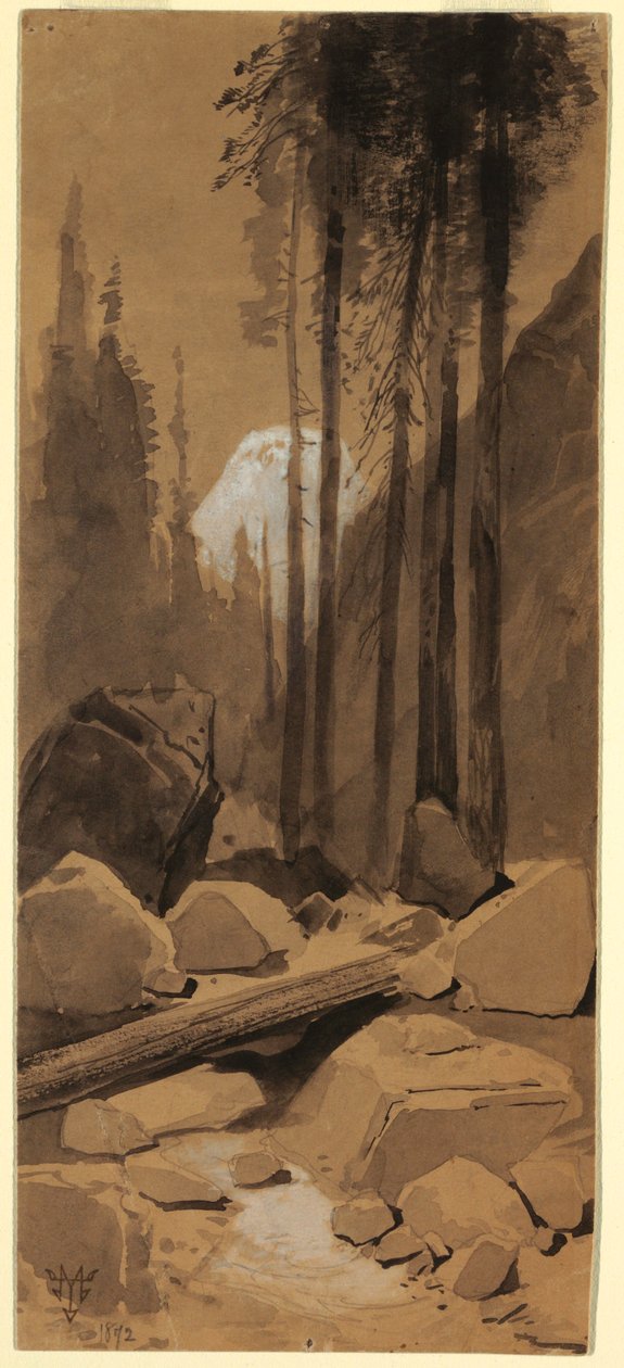 Piirros, Yosemiten laaksossa, 1872 tekijältä Thomas Moran