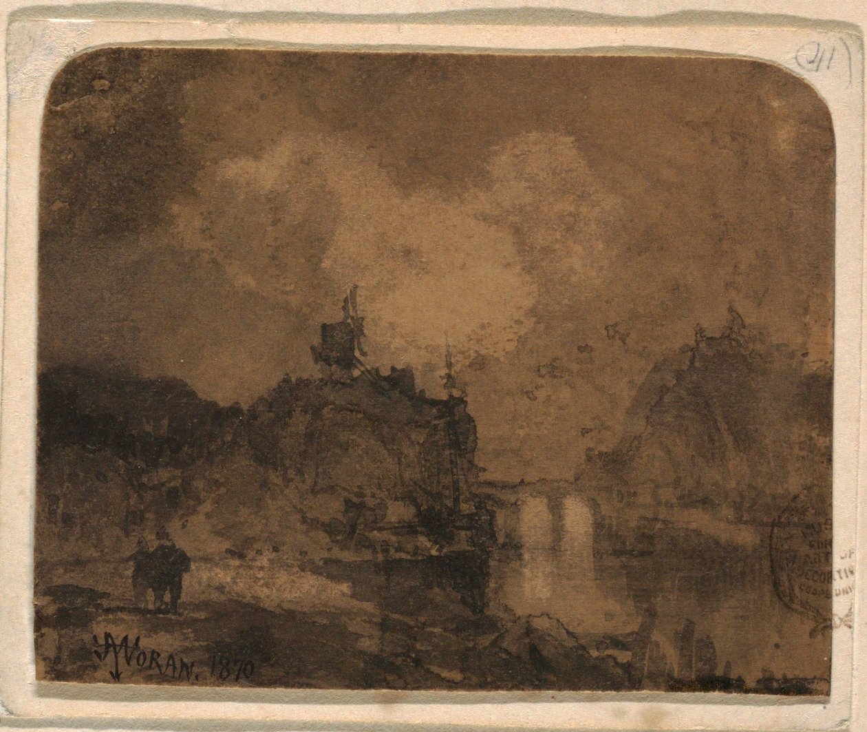 Piirros, jokikohtaus, Grand Canyon, Colorado, 1870 tekijältä Thomas Moran