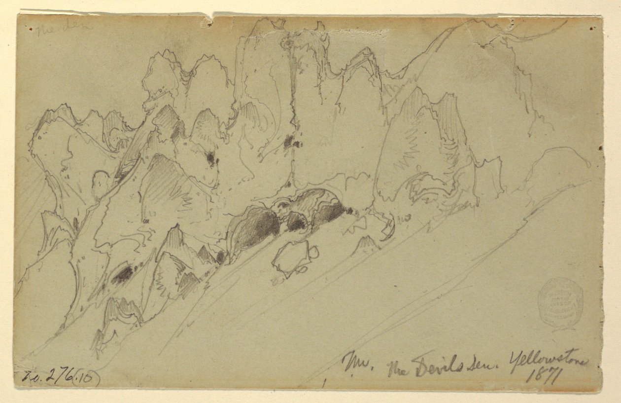 Piirros, Paholaisen luola, Yellowstone, 1871 tekijältä Thomas Moran