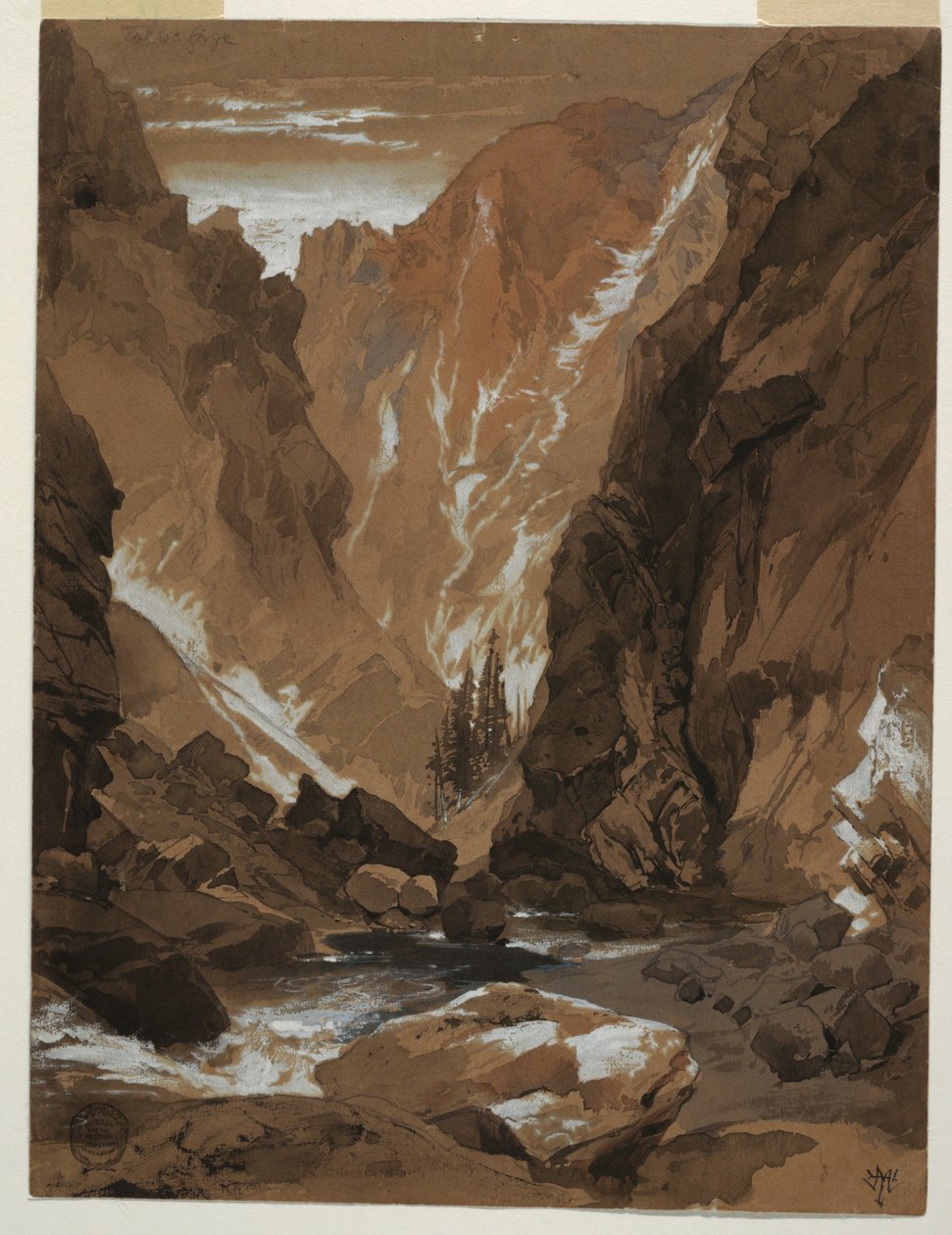 Piirros, Toltecin rotko, Colorado, 1881 tekijältä Thomas Moran