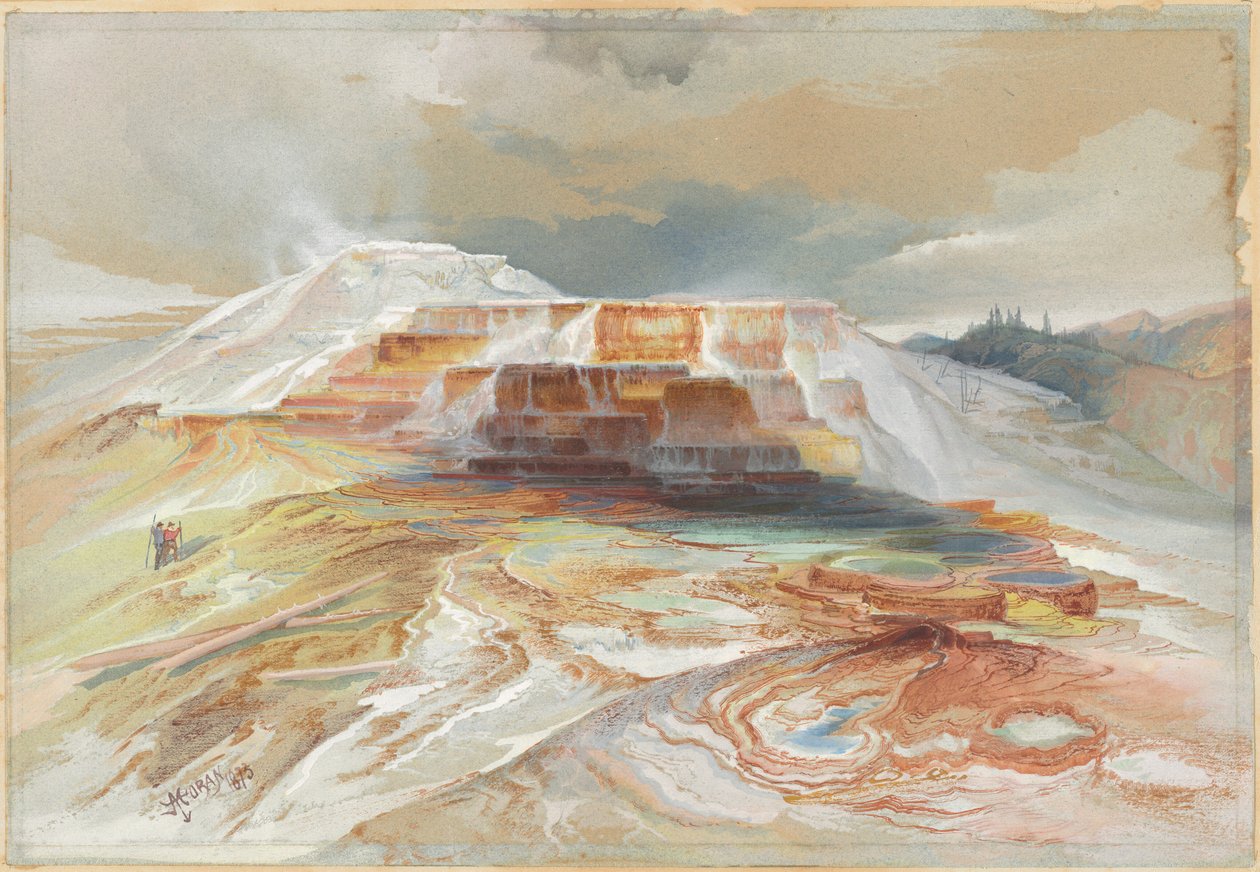 Gardiner Riverin kuumat lähteet, Yellowstone tekijältä Thomas Moran