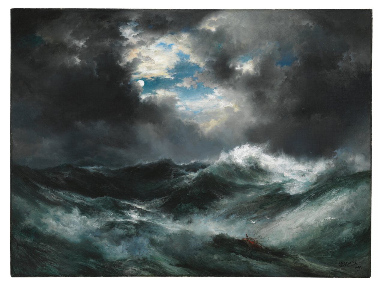 Kuun valaisema haaksirikko merellä tekijältä Thomas Moran