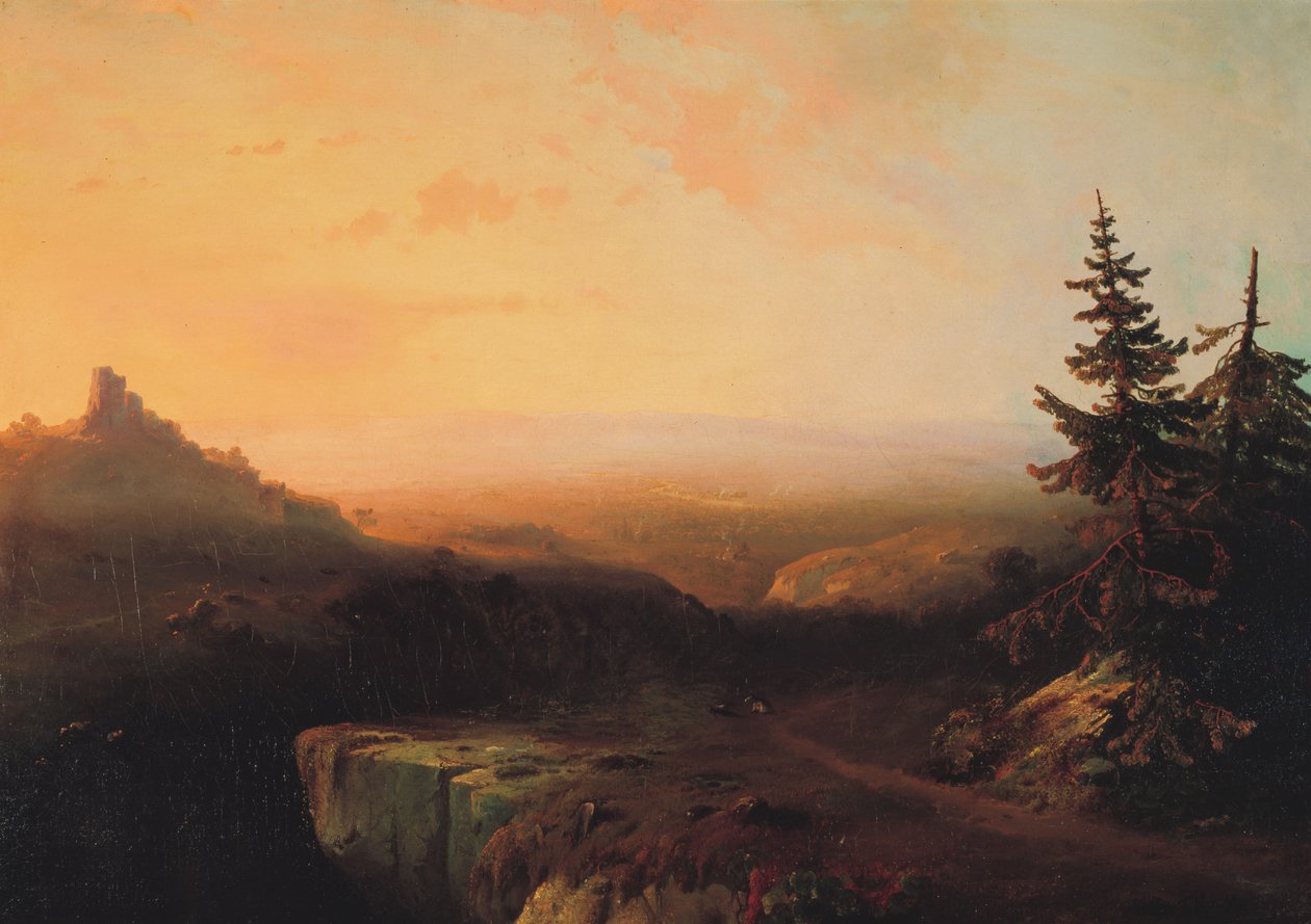 Mountain Scene, n. 1865 (öljy kankaalle) tekijältä Thomas Moran