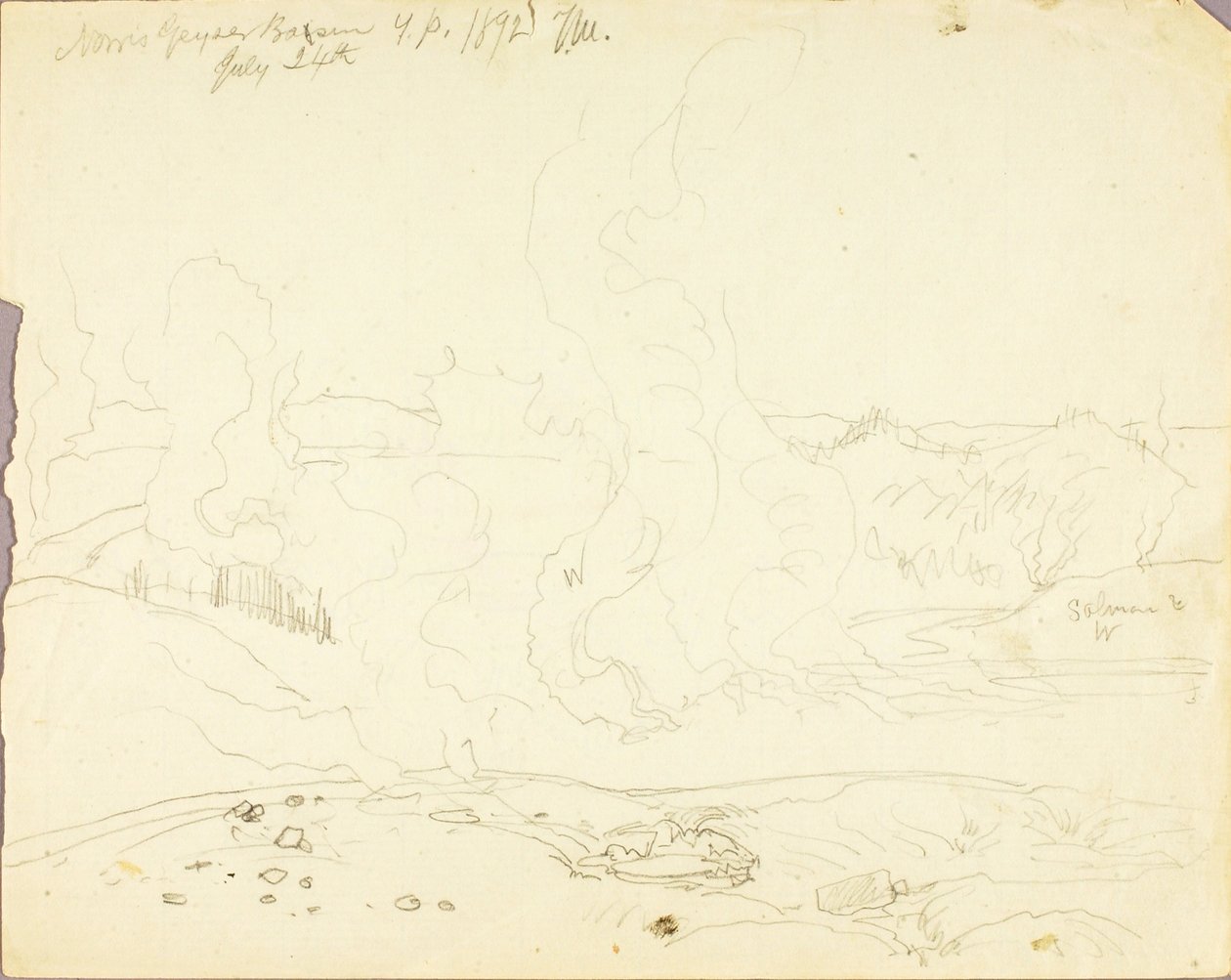 Norris Geyser Basin, Yellowstonen puisto tekijältä Thomas Moran