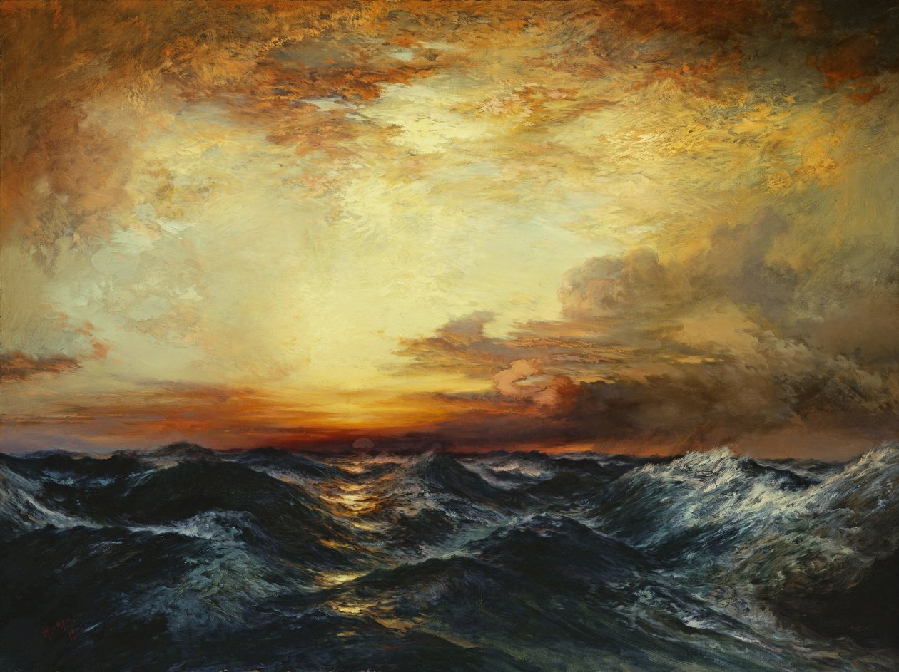 Tyynenmeren auringonlasku, 1907 tekijältä Thomas Moran