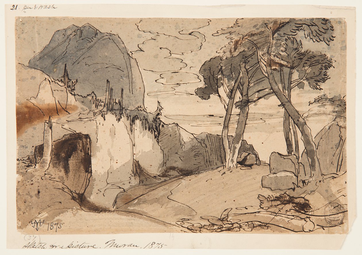 Tie vuoristomaisemassa tekijältä Thomas Moran