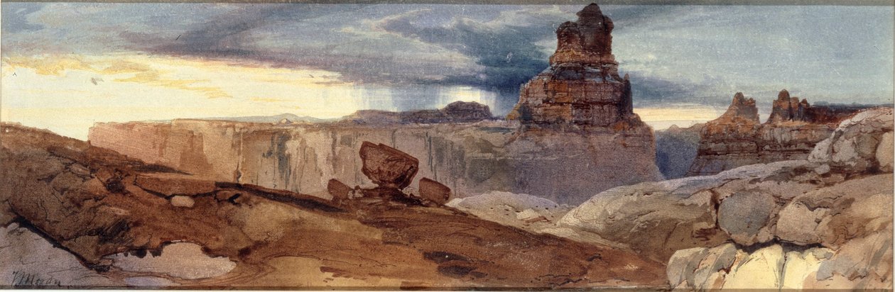 Shin-Au-Av-Tu-Weap (Jumalan maa), Coloradon kanjoni. Utah Ter. tekijältä Thomas Moran