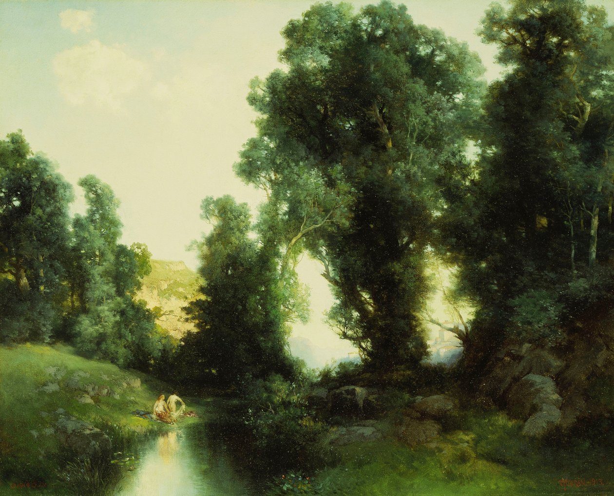 The Bathing Hole, Cuernavaca, Meksiko, 1913 tekijältä Thomas Moran