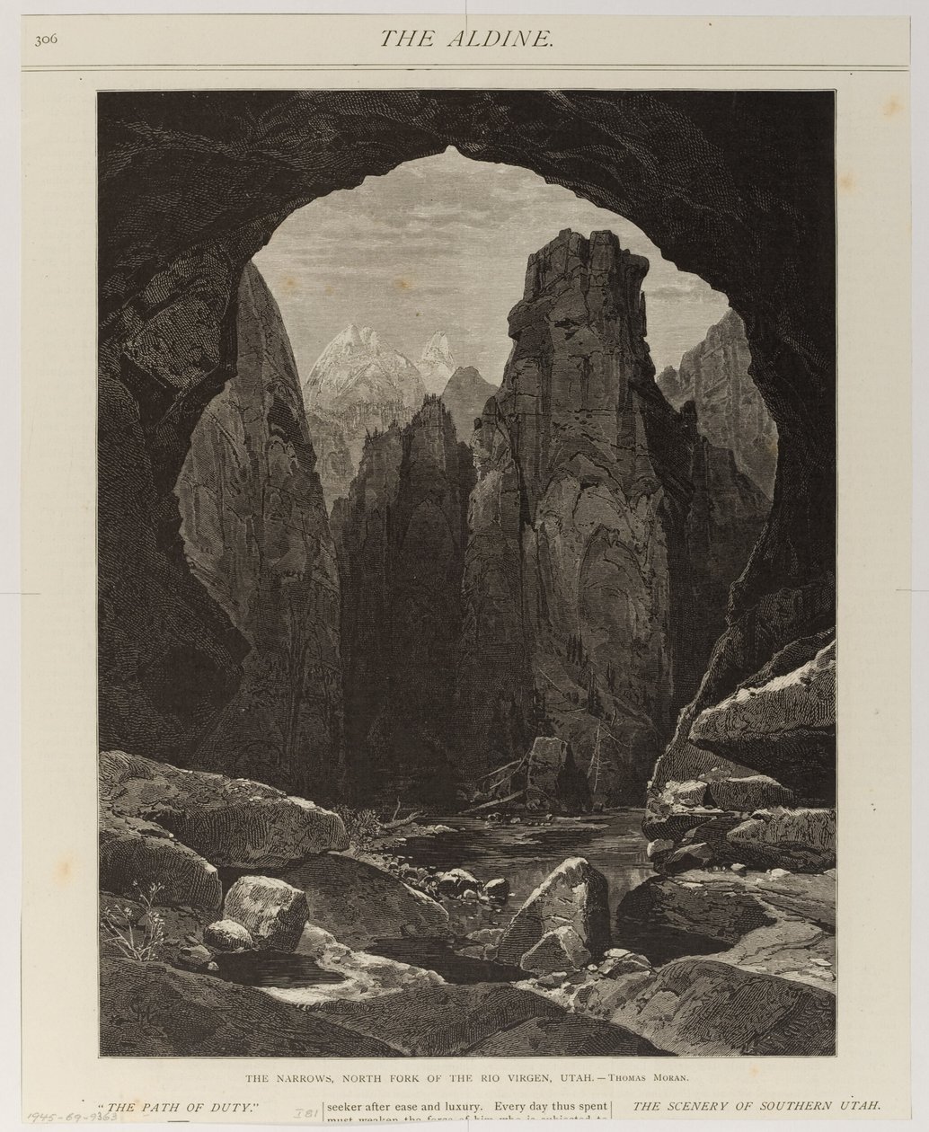 Kapea sola, Rio Virgenin pohjoinen haara, Utah tekijältä Thomas Moran