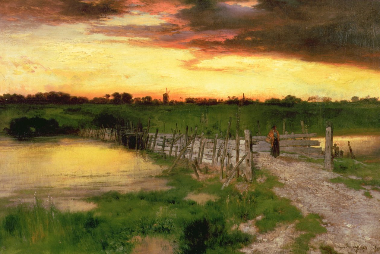 Old Bridge Over Hook Pond, 1907 tekijältä Thomas Moran