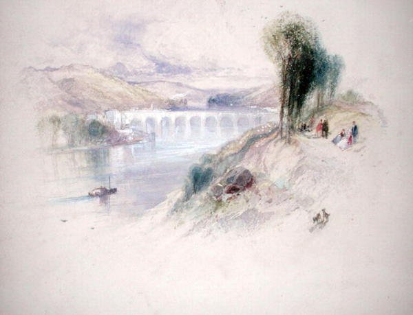 Schuylkill-joki (kynä ja akvarelli paperille) tekijältä Thomas Moran