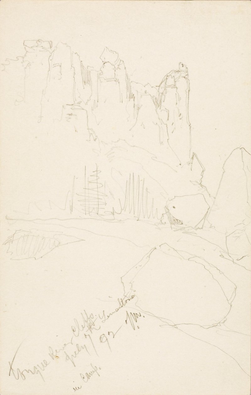 Tongue River Cliffs (leirissä) tekijältä Thomas Moran