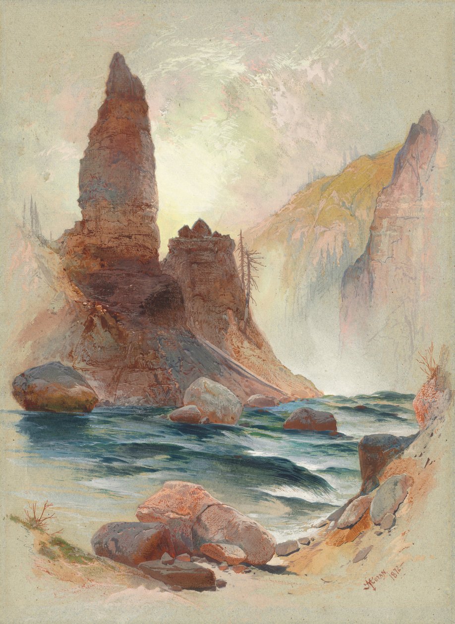 Kalliotorni Tower Fallsilla, Yellowstonessa tekijältä Thomas Moran