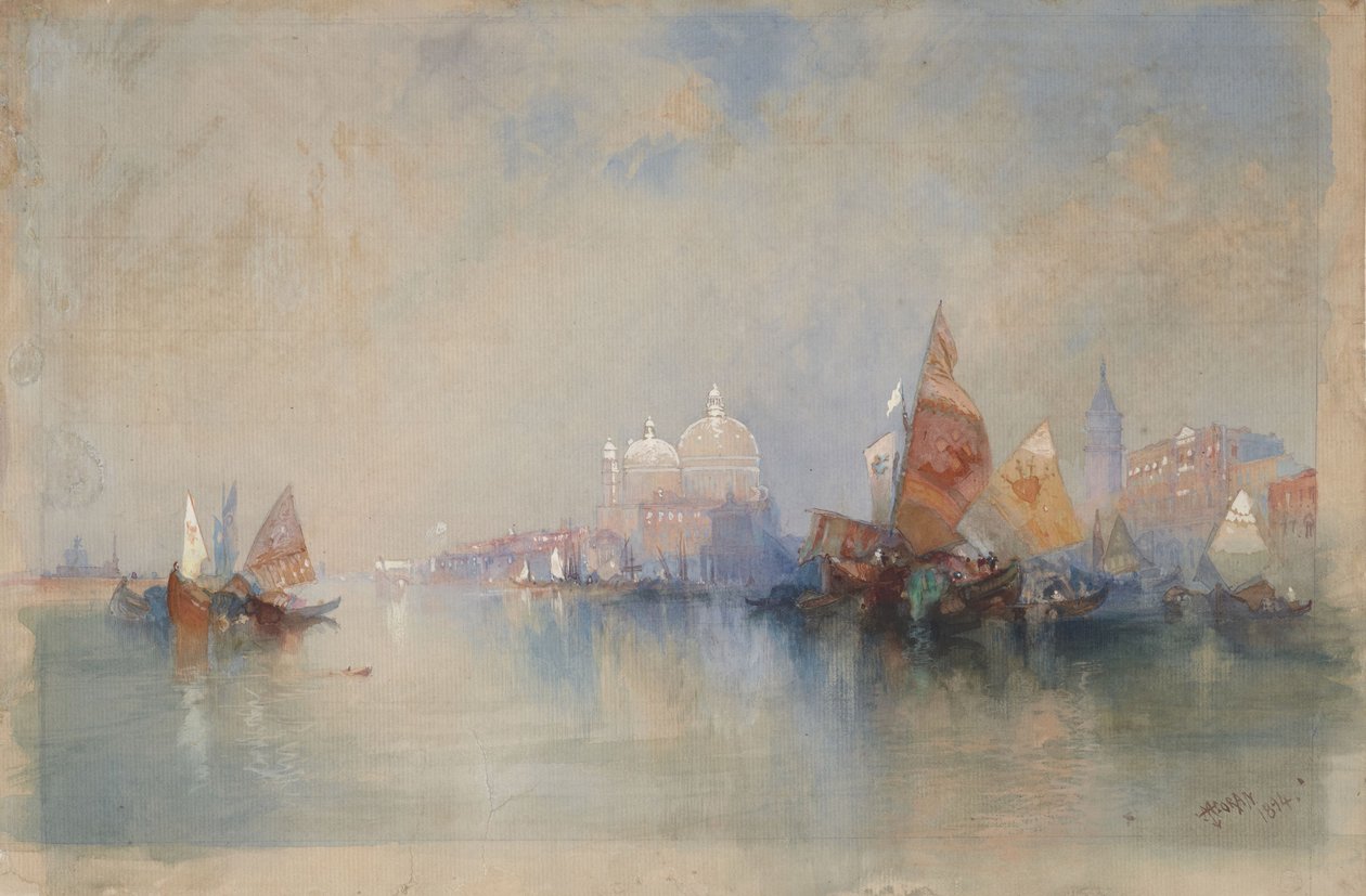 Venetsia: Laguuni kohti Santa Maria della Salutea tekijältä Thomas Moran