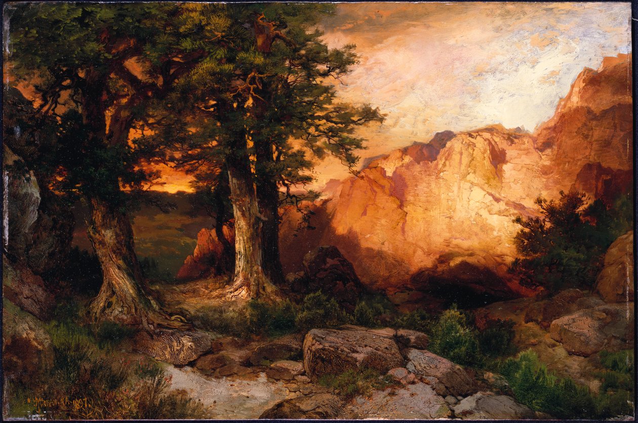 Läntinen auringonlasku, 1897 tekijältä Thomas Moran