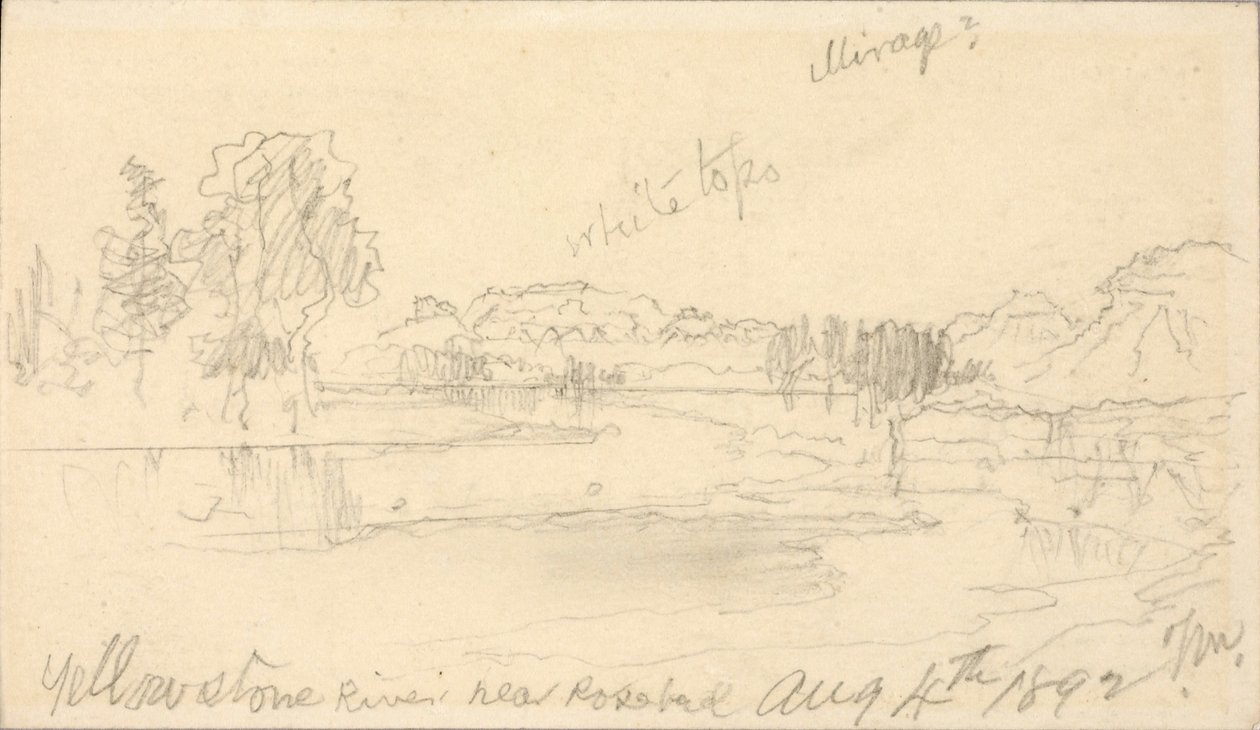 Yellowstone River, lähellä Rosebudia tekijältä Thomas Moran