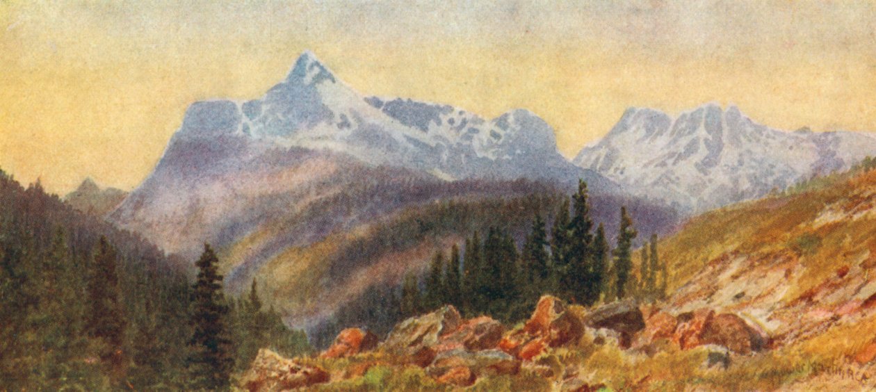 Eagle Peakin juurelta, Selkirk-vuoristo (värilitraus) tekijältä Thomas Mower Martin