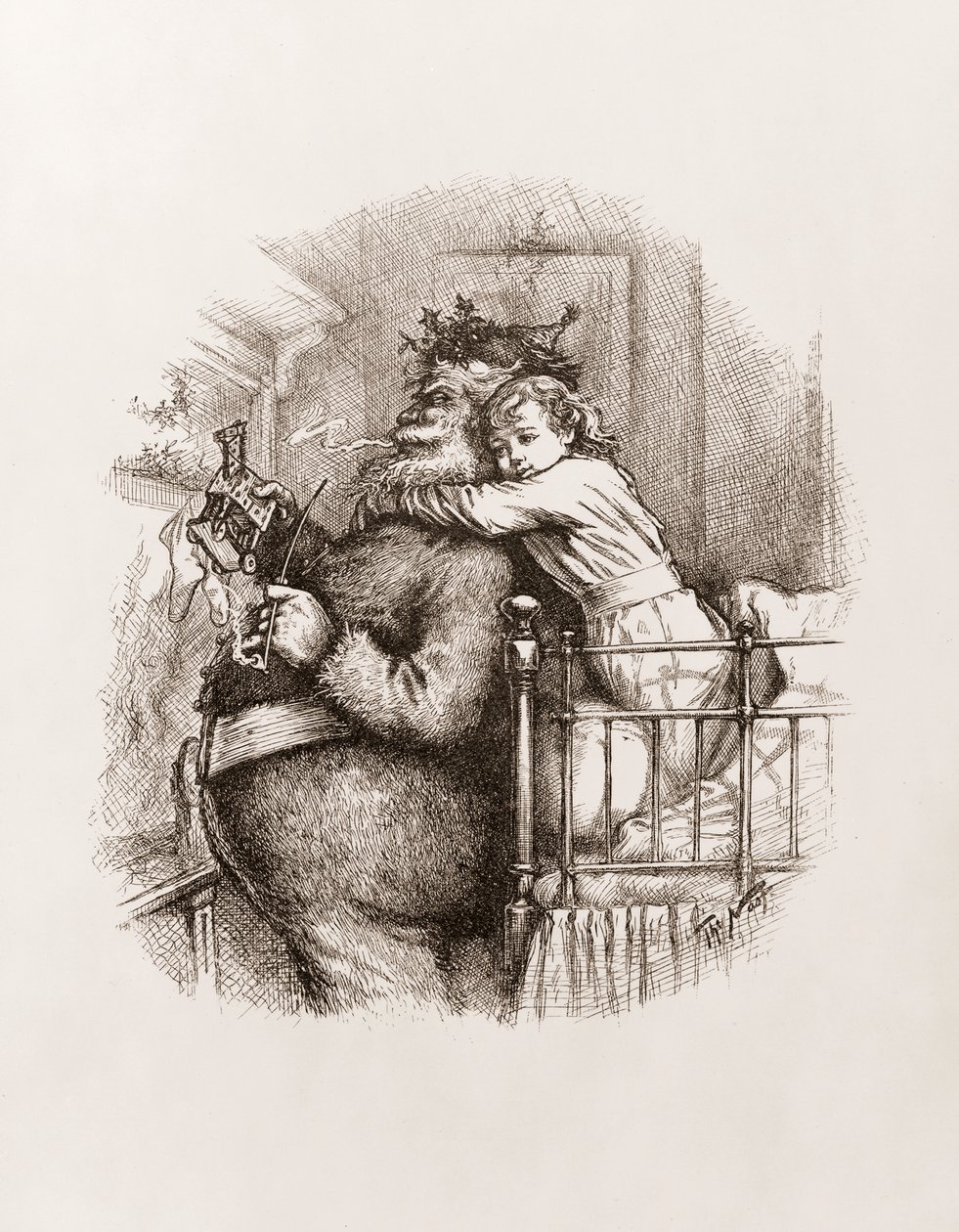 Thomas Nastin joulupukki, n. 1892 (b/w kaiverrus) tekijältä Thomas Nast