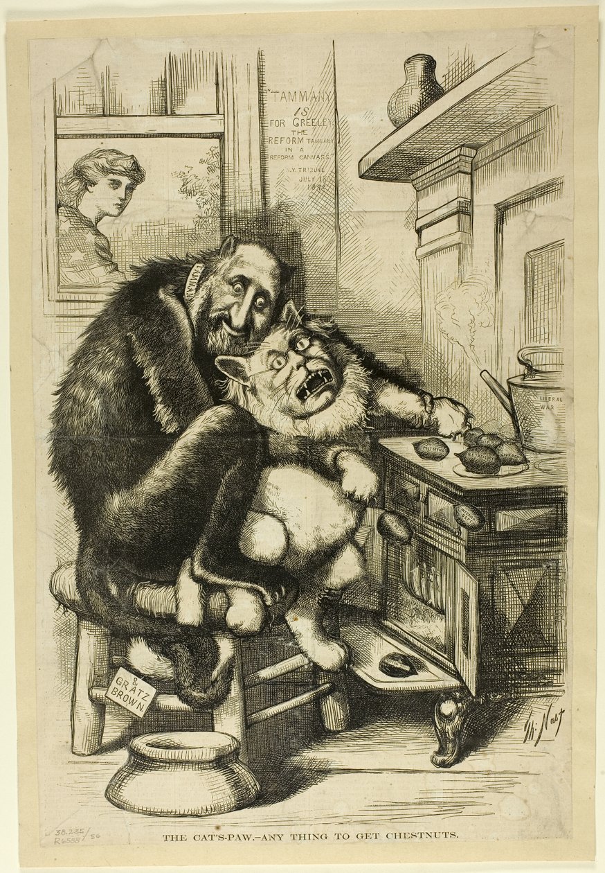 Kissan käpälän, mitä tahansa saadaksesi kastanjoita tekijältä Thomas Nast