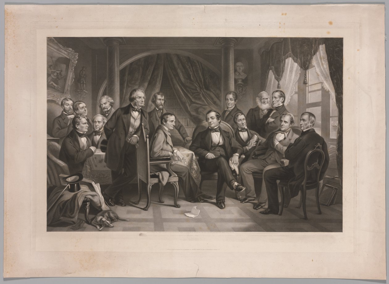 Washington Irving ja hänen kirjalliset ystävänsä Sunnysidessa, 1864. tekijältä Thomas Oldham Barlow