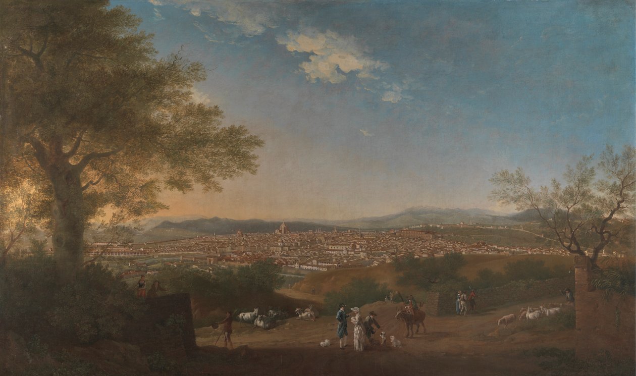 Panoraamanäkymä Firenzeen Bellosguardolta tekijältä Thomas Patch