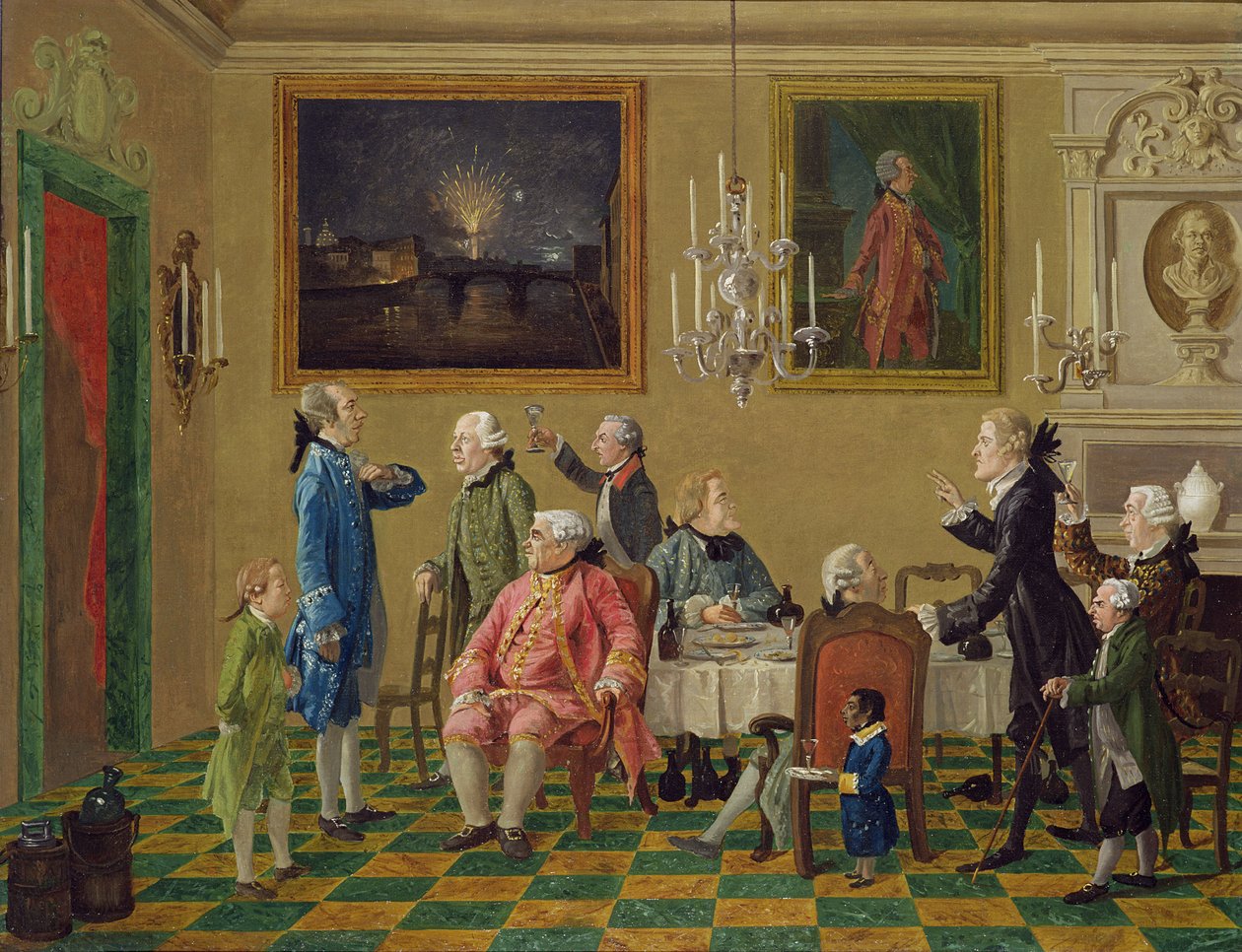 Brittiläiset herrat Sir Horace Mannin kotona Firenzessä, n. 1763-65 tekijältä Thomas Patch