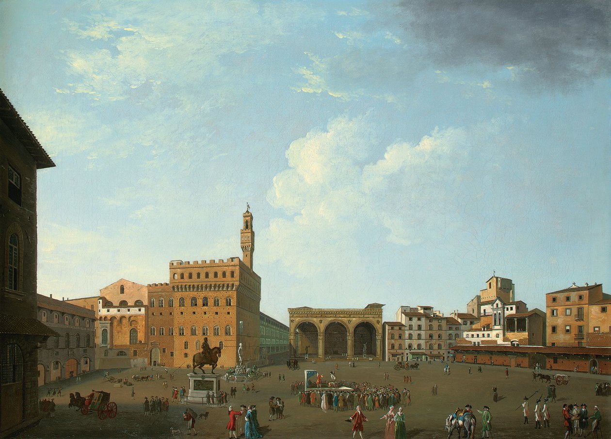 Näkymä Piazza della Signorialle, Firenze tekijältä Thomas Patch
