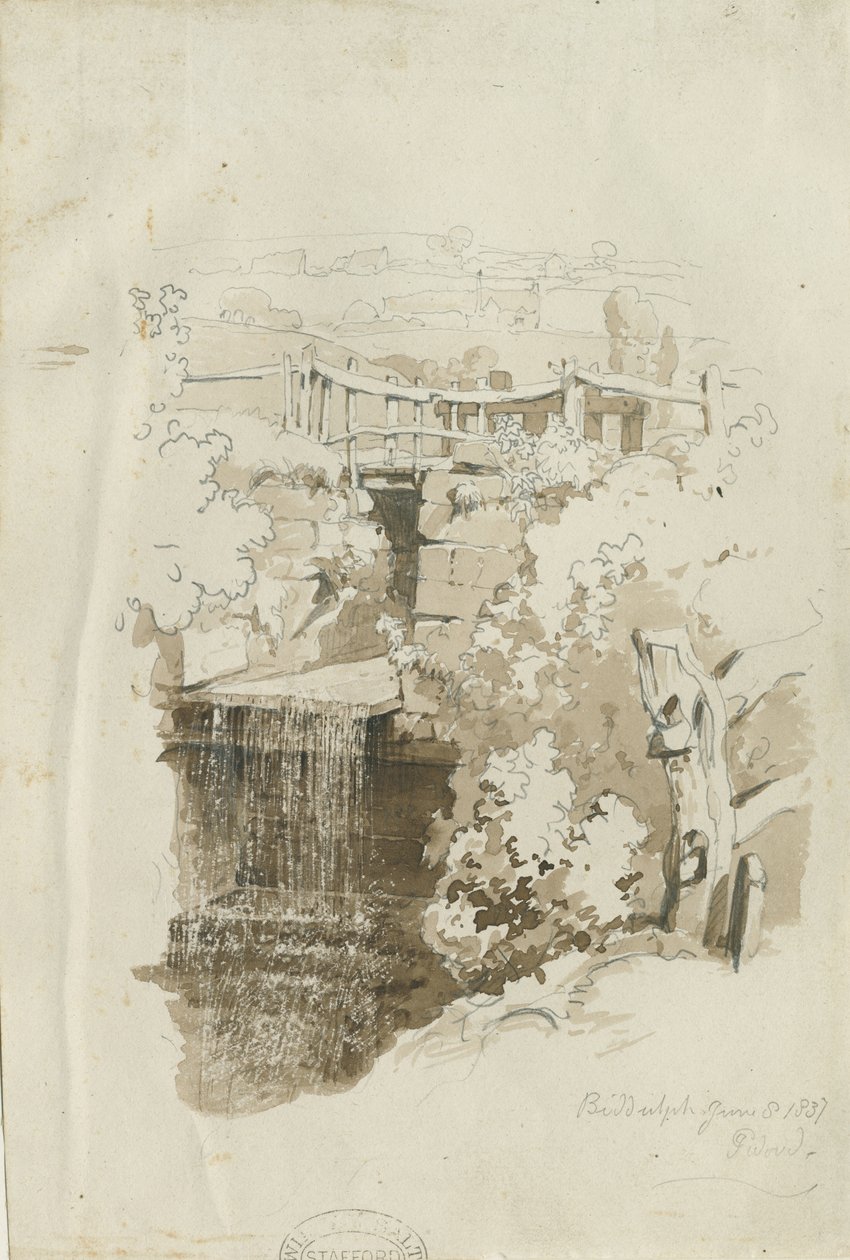 Biddulph - maalaisnäkymä: kynä- ja pesupiirustus, 8. kesäkuuta 1837 (piirustus) tekijältä Thomas Peploe Wood