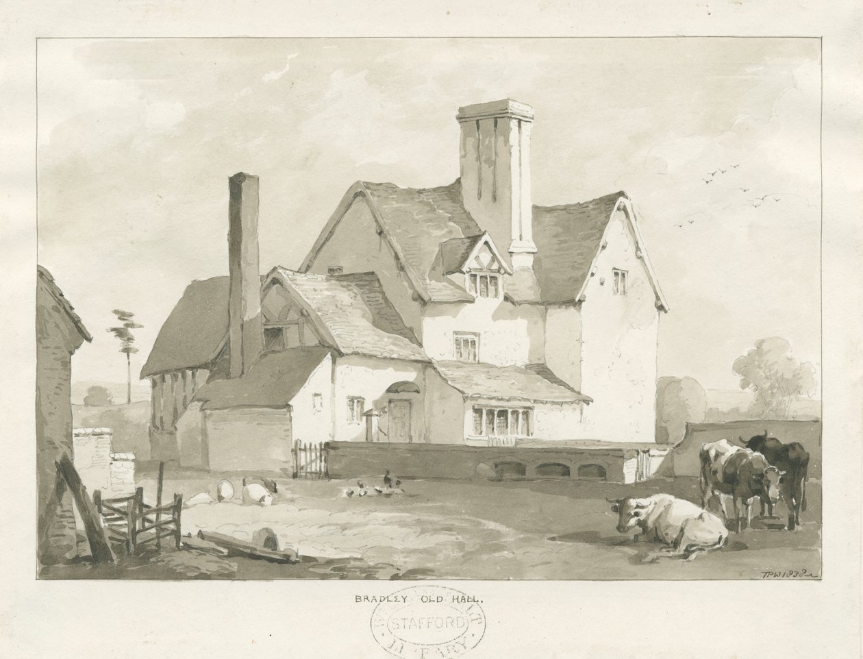 Bradley "Old Hall": seepiapiirustus tekijältä Thomas Peploe Wood