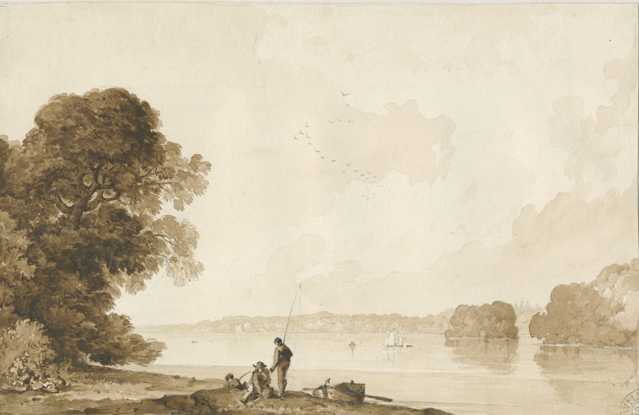 Chillington Park - Pool: seepiapiirros, nd [1837-1838] (piirustus) tekijältä Thomas Peploe Wood