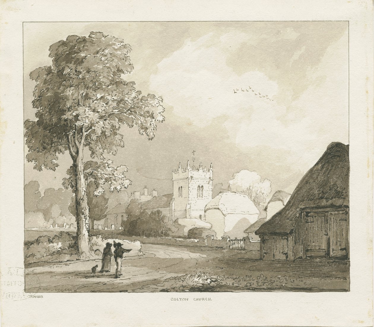 Colton Church: seepiapiirustus tekijältä Thomas Peploe Wood