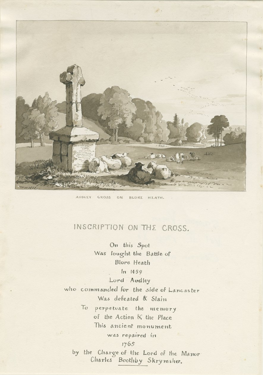 Drayton-in-Hales - "Audley Cross on Blore Heath": seepiapiirros tekijältä Thomas Peploe Wood