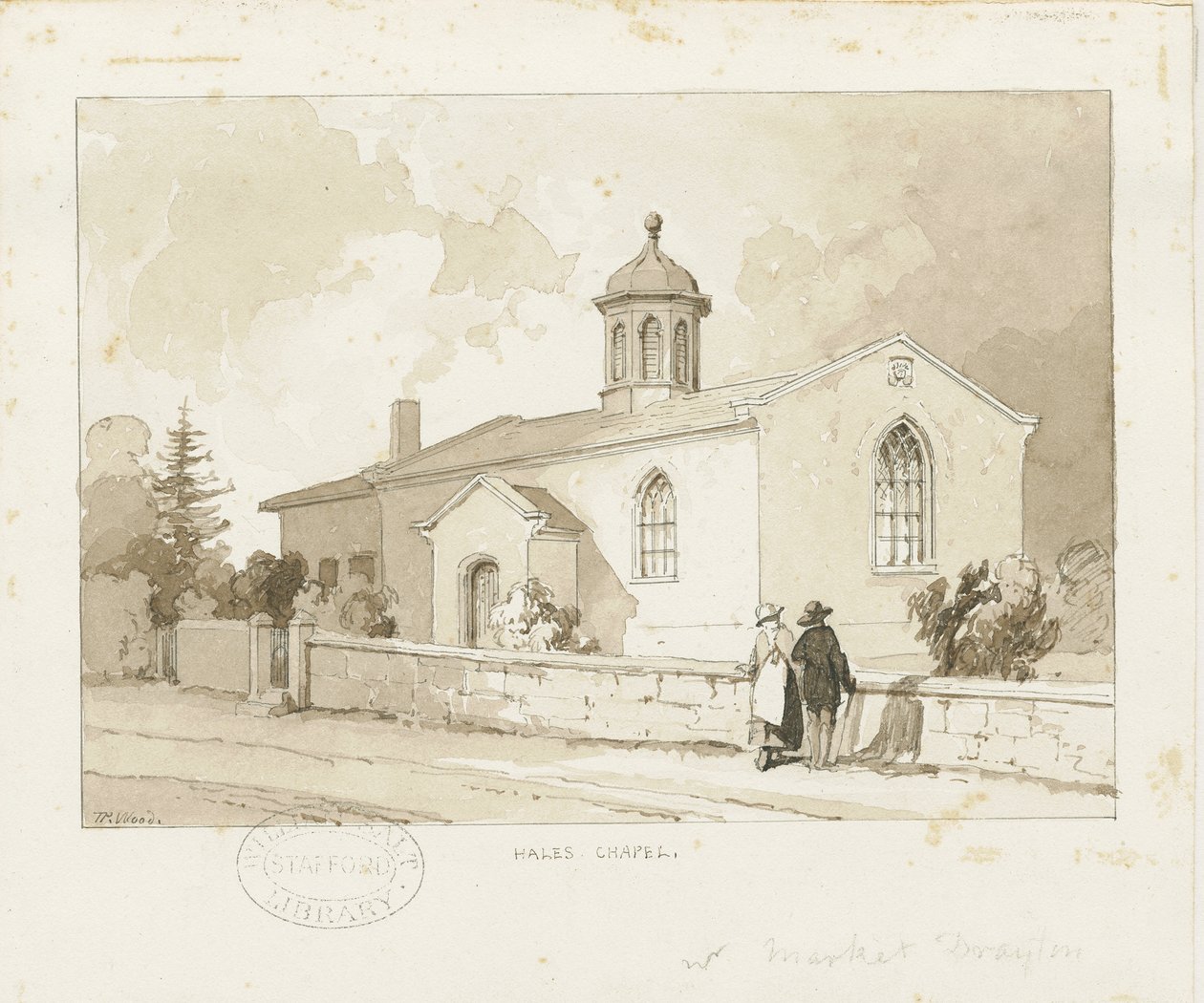 Drayton-in-Hales - Hales Chapel: seepiapesupiirustus, nd [1817-1845] (piirustus) (piirustus) tekijältä Thomas Peploe Wood